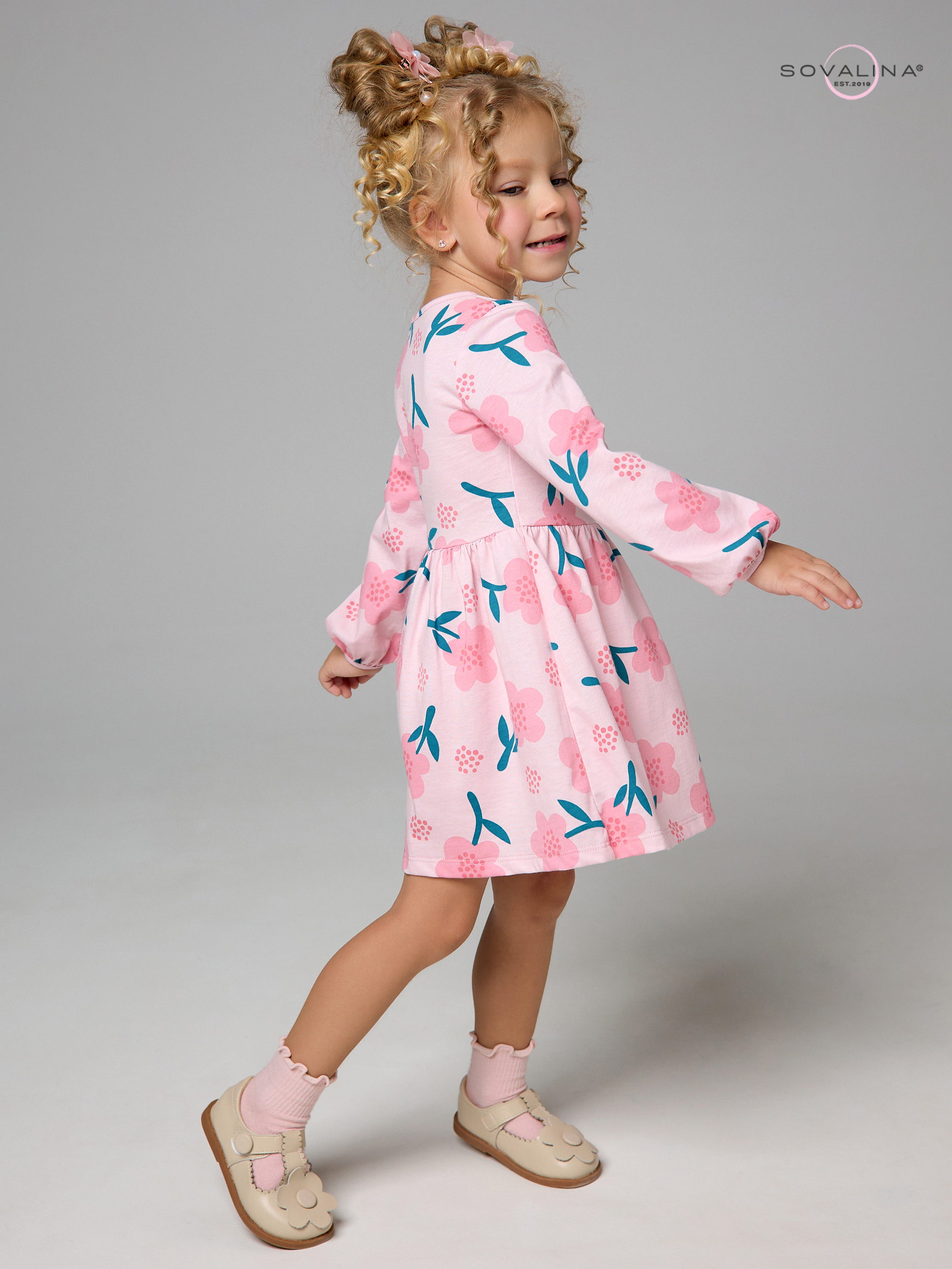 Платье Моана незабудки на пудре