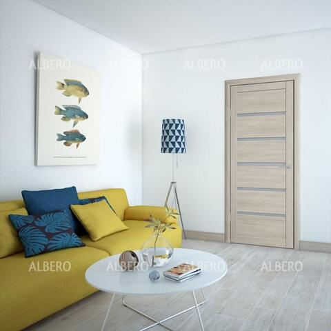 Дверь межкомнатная Альберо (Фрегат) Мегаполис Вена, цвет мокко лиственница, экошпон, стекло черное #2