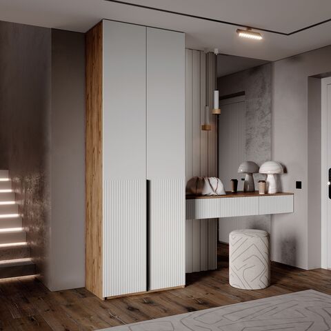 Шкаф Марвэл 2-х ств. (800) с доп.ящиками (Браш Вайт, Дуб Крафт)