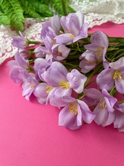 Подснежники искусственные, нежно-сиреневые, 6 веток, 30 см, набор 2 букета.