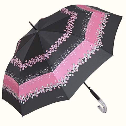 Женский зонт-трость с полосой цвета фуксии