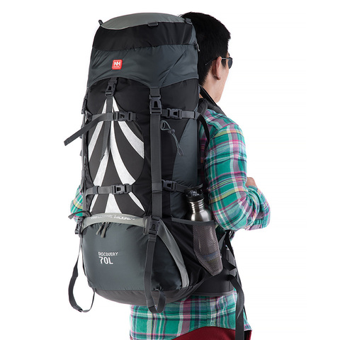 Картинка рюкзак туристический Naturehike discovery 70l Black/Gray - 2