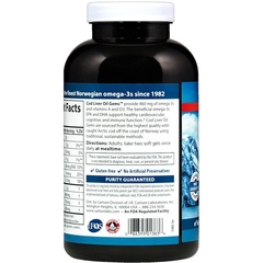 Carlson Labs, Wild Norwegian, Cod Liver Oil Gems, Natural Lemon Flavor, 300 Soft Gels