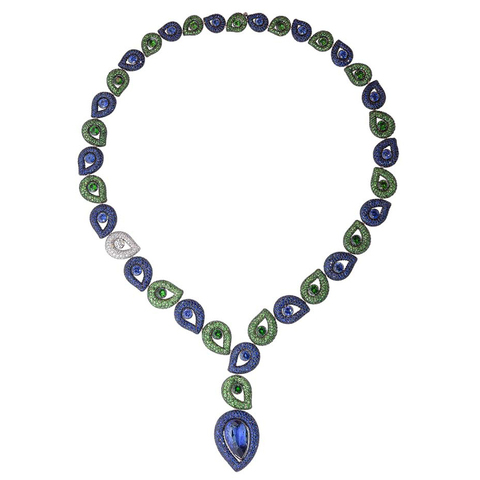 Колье с Сапфирами, Цаворитами и Бриллиантами, N0292-0/1