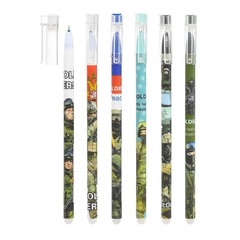 
          Ручка гелевая, пиши-стирай, Basir, синие чернила, серия "Soldiers peace", цветной корпус, 12 шт