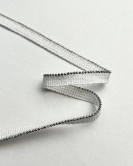 Кант из металлических бусин, цвет: белый/никель; ширина 1 мм