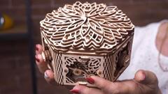 Таинственный цветок от WoodTrick - Сборная модель музыкальной шкатулки, деревянный конструктор, 3D пазл