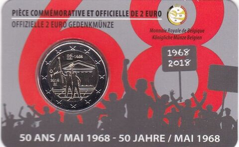 2 евро 2018 г. "50-летие студенческих волнений в мае 1968 года" Бельгия (в буклете)