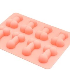 Розовая силиконовая форма с фаллосами - 