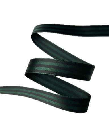 Атласная лента в полоску, цвет: зелёный/чёрный, ширина: 17 мм