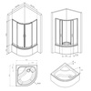 Am.Pm W90G-401A090BT Душевое ограждение Gem Deep 1/4 Rond 90x90 стекло прозрачное, профиль черный матовый,