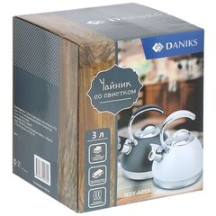 Чайник нерж, 3 л, свист, ручк с силик покр, Daniks, чер, MSY-A060B