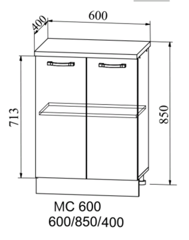 Кухня Гранд шкаф нижний неглубокий 600 (глубина 400мм)