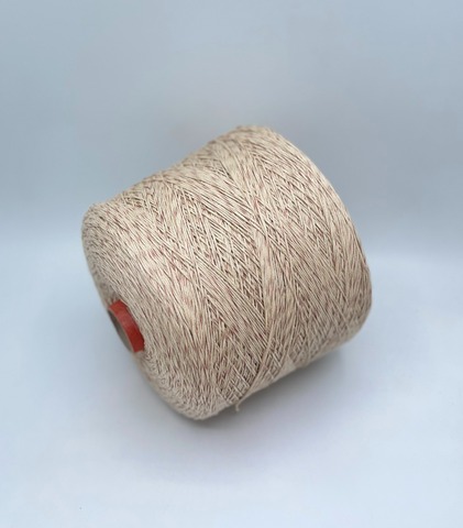 Бобинная пряжа (пр.Италия), art.Cotone, 300м/100 гр. 100%Хлопок, цвет-Бежево-красное мулине , арт.34849
