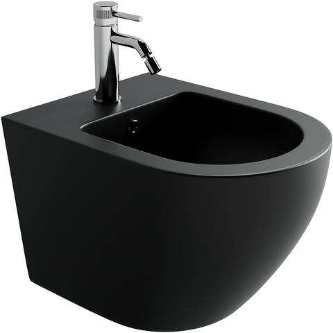Ceramica Nova CN11002MB Подвесное биде Uno, 1 отверстие под смеситель, с крепежом для полностью скрытого монтажа, цвет черный матовый
