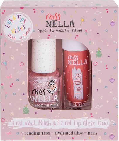 Набор лак и Блеск Miss Nella Lip&Tips Duo Lip Gloss Pink Secret