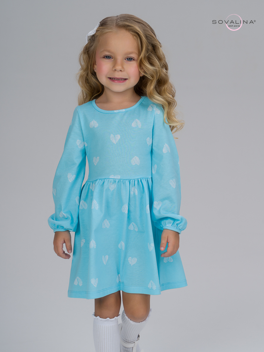 Платье Моана вязаное сердце голубой
