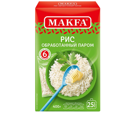 Рис Макфа шлифов длинозерный обраб паром вар/пак 400г, шт
