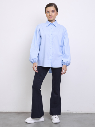 Рубашка для девочки голубая с бантом на спине