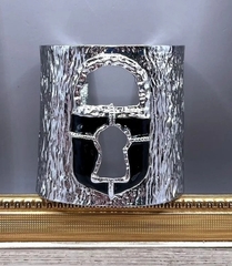 Браслет-манжета широкий KEYHOLE в стиле Schiaparelli матовое серебро/золото