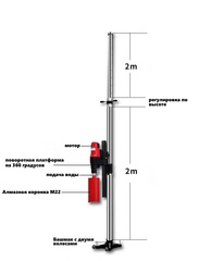 Алмазная установка JT-300B с телескопической штангой, красная. Уценка!
