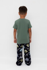 пижама  для мальчика  К 1599/зеленый мох,цветные динозавры