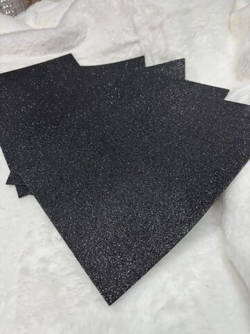 Фоамиран глиттерный 2 мм, А4, цвет - черный - 5 штук