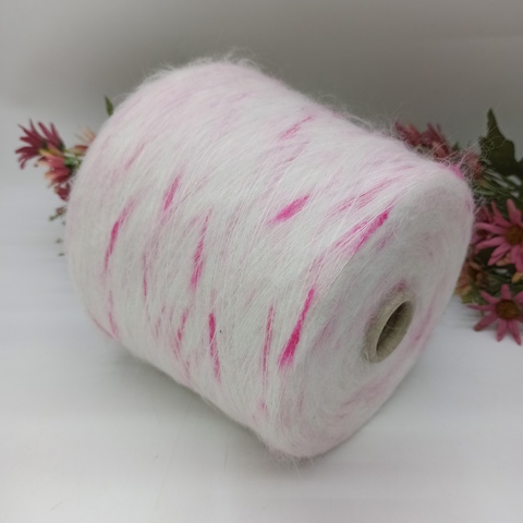 Кид мохер арт Galles фабрика Ilaria 1000м/100гр Белый с розовым 5