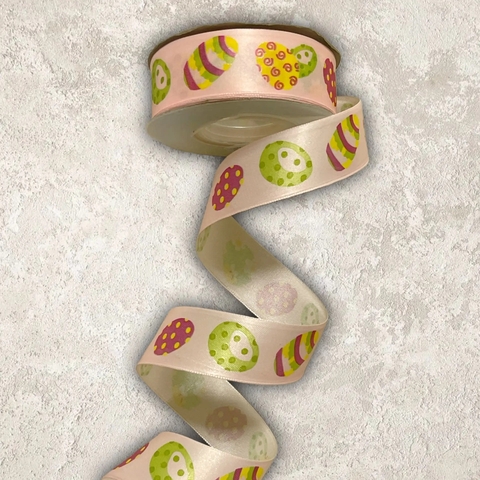 Лента атласная  2,5см пасхальные яйца(1метр)