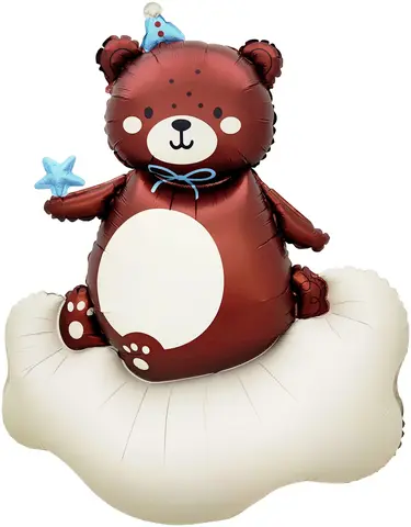 Фигура гелиевая Мишка на облачке голубой колпачок