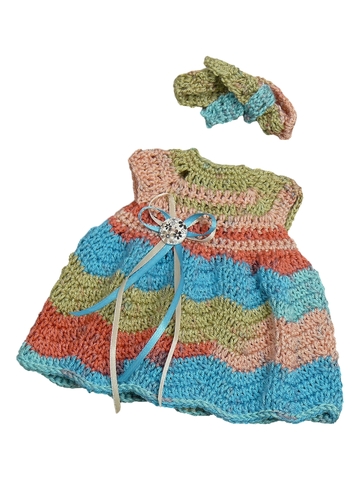 Вязаное платье - Меланж голубой. Одежда для кукол, пупсов и мягких игрушек.