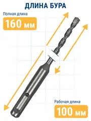 Бур SDS-plus ПРАКТИКА 4 х 100/160 мм серия Профи по бетону (037-350)