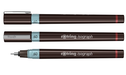 Изограф Rotring, толщина линии: 0.60 mm, корпус: пластик, цвет: бордовый (1903493)