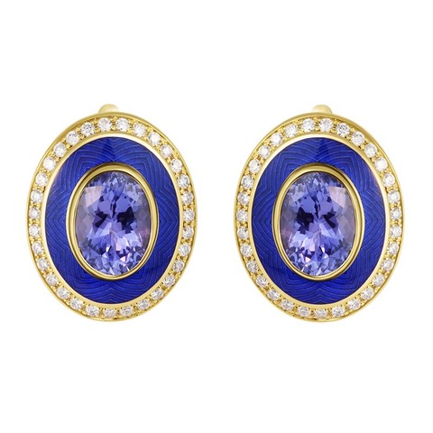 Серьги с Танзанитами, эмаль, E0084-4/5