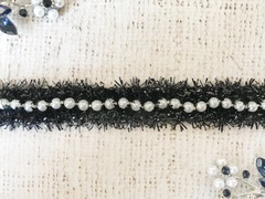 Тесьма текстильная с жемчугом, ш. 1,7 см.