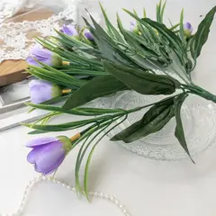 Крокусы-подснежники искусственные, Светло-фиолетовые, 34 см, около 18 бутонов в наборе, набор 2 букета.