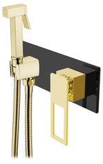 Boheme Q 147-BG Гигиеническая лейка со смесителем, цвет: чёрный,золото фото