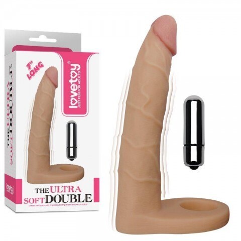 Насадка-фаллоимитатор для двойного проникновения с вибрацией Ultra Soft  (17,8*3)