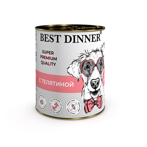 Влажный корм Best Dinner Super Premium с телятиной, для собак и щенков, 340 г