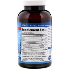 Carlson Labs, Super Omega-3 Gems из морской рыбы, 1200 мг, 180 мягких желатиновых капсул
