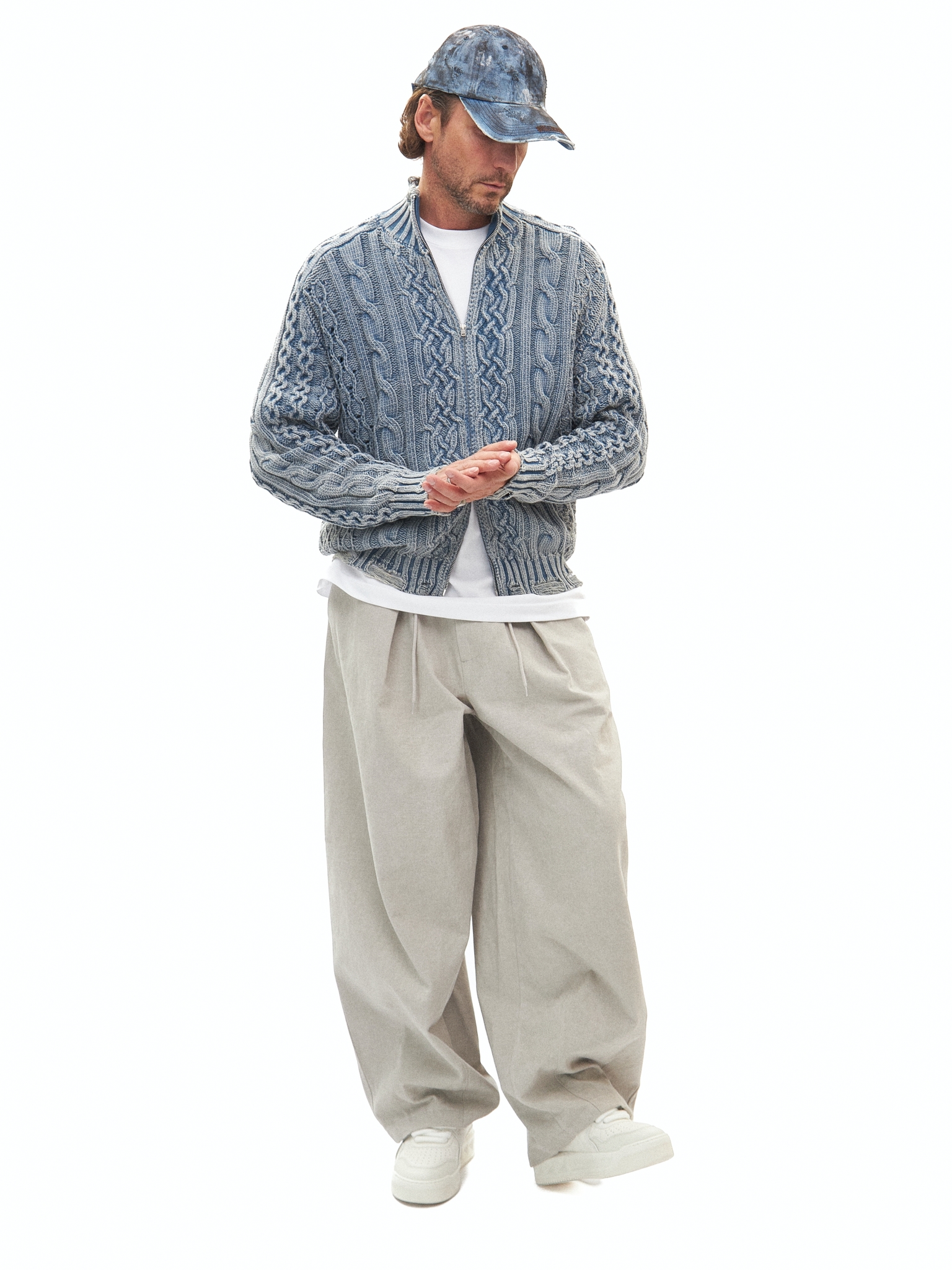 Бежевые хлопковые брюки 2Studio с защипами