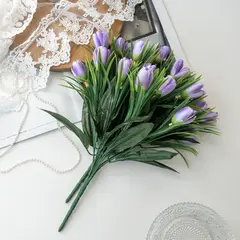 Крокусы-подснежники искусственные, Светло-фиолетовые, 34 см, около 18 бутонов в наборе, набор 2 букета.