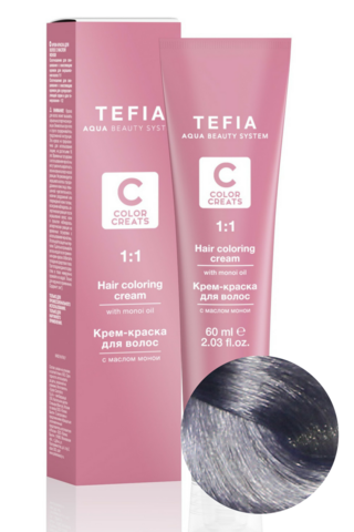 Крем-краска для волос 12,1 суперосветляющий экстрапепельный Color Creats Tefia, 60 мл