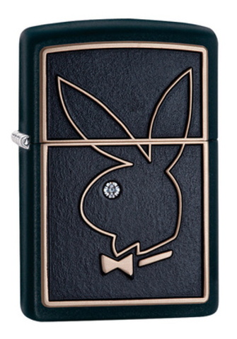 Зажигалка Zippo Playboy с покрытием Black Matte, латунь/сталь, чёрная, матовая, 36x12x56 мм