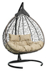 Подвесное кресло-кокон FISHT коричневое, бежевая подушка (Laura Outdoor)