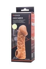 Телесная закрытая насадка с венками Cock Sleeve Size L - 17,6 см. - 