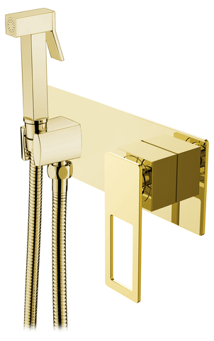 Boheme Q 147-GG Гигиеническая лейка со смесителем, цвет: золото