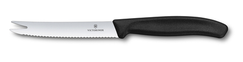 Нож кухонный Victorinox Swiss Classic (6.7863) стальной для сыра лезв.110мм серрейт. заточка черный