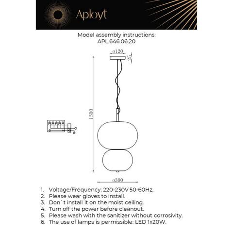 Подвесной светодиодный светильник Aployt Adeli APL.646.06.20