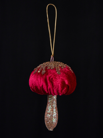 Елочная игрушка Гриб 8х18см ChristmasDeLuxe бордовый